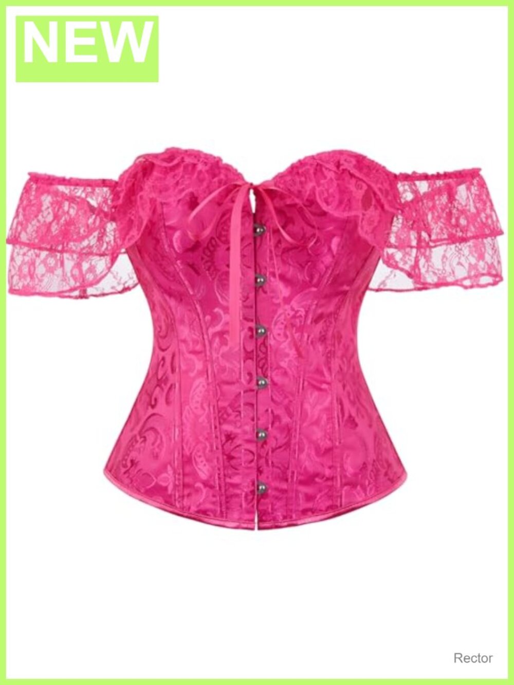 Overbust Lace Up Corset Top with Lace Sleeves Renaissance Costume